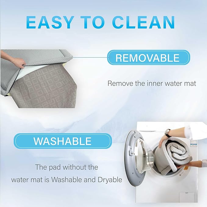 Pet Pad Cooling System for Summer, Consistent Cooling Water Mat for Dogs and Cats, No Refrigeration or Chemical Gel Needed, Machine Washable Bed, Ideal for Home and Crates (Light Gray, L)