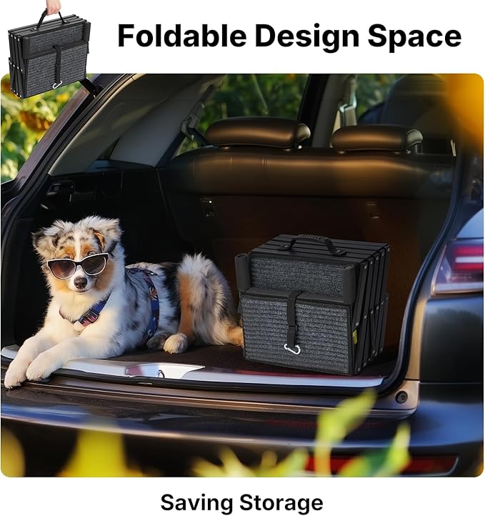 Veehoo Foldable Dog Steps for Car Truck, 5 Steps Collapsible Dog Stairs for Car Large Dogs 17" Wide, Heavy Duty Outdoor Pet Ramp Ladder Portable with Non Slip Surface for Dogs, Support up to 200 lbs