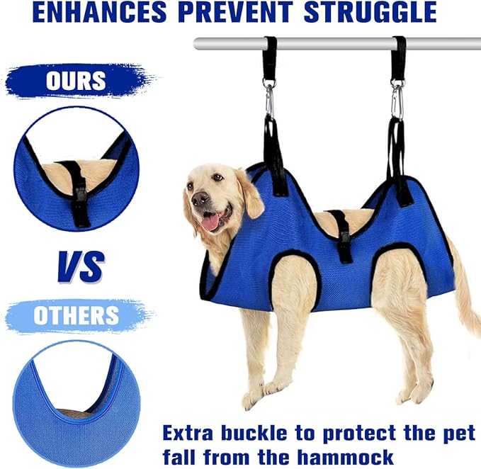 Pet Dog Grooming Hammock for Nail Trimming,Dog Restraint Hanging Harness for Nail Clipping,Dog Grooming Sling for Large Dogs with Nail Clippers/Nail File/Pet Comb,Claw Care(XL for 60lb)