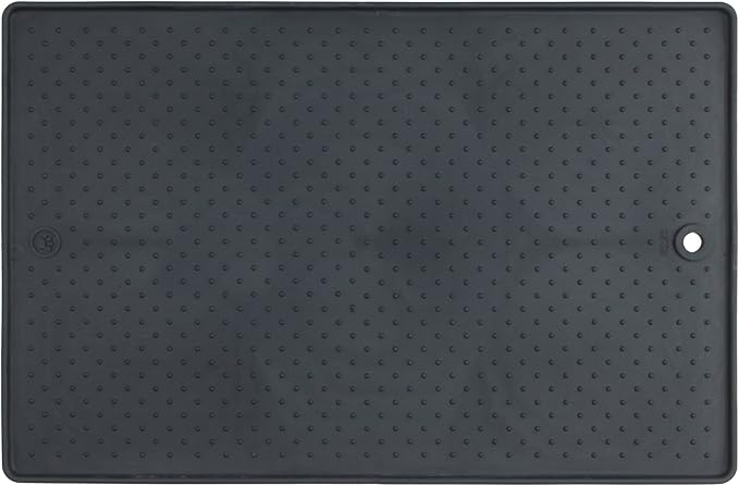 Dexas Pets Grippmat Flexible Non-Slip Pet Placemat/Spill Catcher for Dog Bowls and Cat Bowls, 13 by 19 Inches, Gray