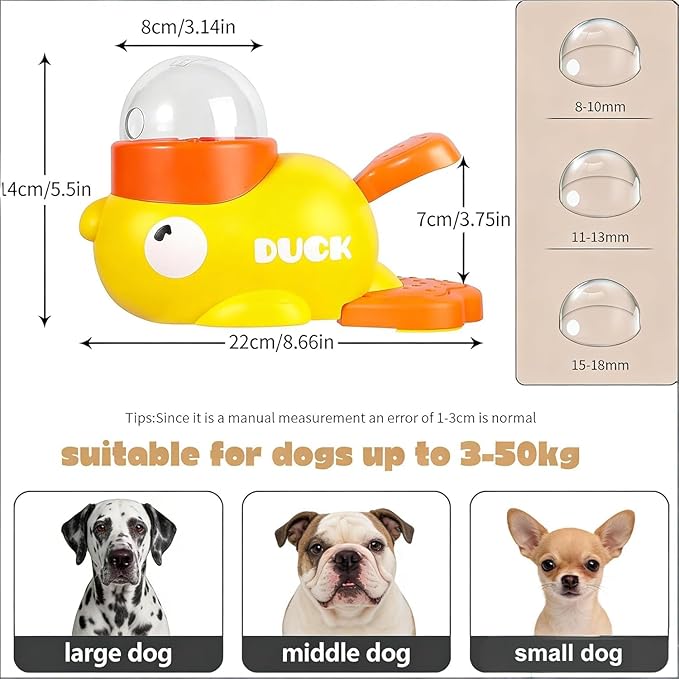 Duck Dog Treat Dispenser Toy for Small Breeds - Interactive Slow Feeder Puzzle & Food Dispensing Toy, Mental Stimulation Puppy Chew Toy for Healthy Digestion & IQ Training