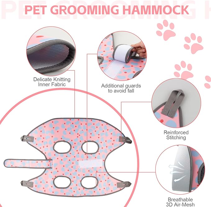 ATESON Dog Grooming Hammock Harness for Medium Dogs Nail Trimming, Dog Sling for Cutting Nails, Dog Hanging Holder Hanger for Clipping Nails with Nail Clippers, Nail File
