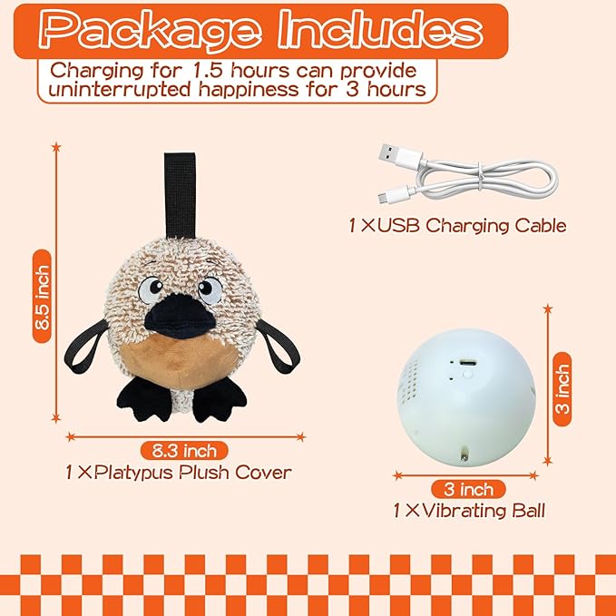 Interactive Dog Toys,Squeaky Dog Toy to Keep Them Busy,Automatic Jumping Moving Tug of War Doggie Toy Platypus,Type-C Rechargeable with Two Jumping Modes,Not for Aggressive Chewers