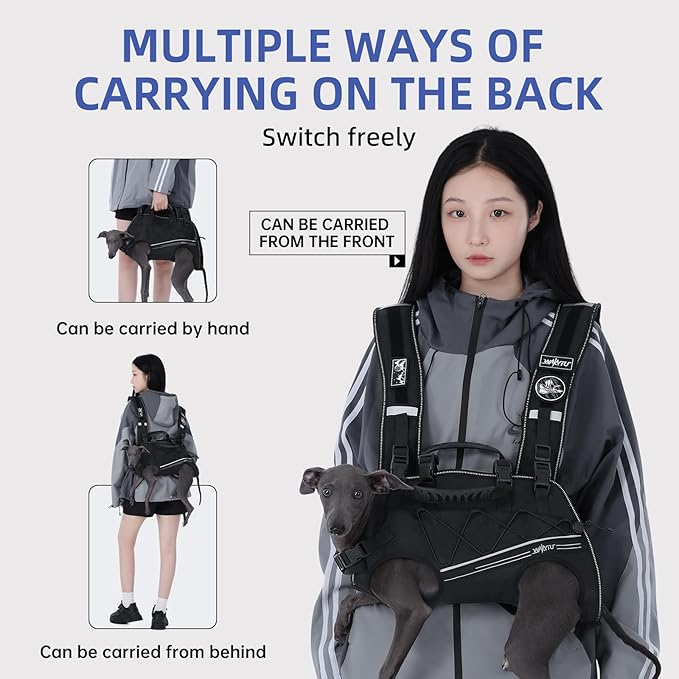 Wakytu Dog Lift Harness for Small Dogs,Dog Backpack Carrier,Adjustable Padded Breathable Straps for Dogs, Disabled, Joint Injuries, Arthritis,L(18.5-29.5LBS)