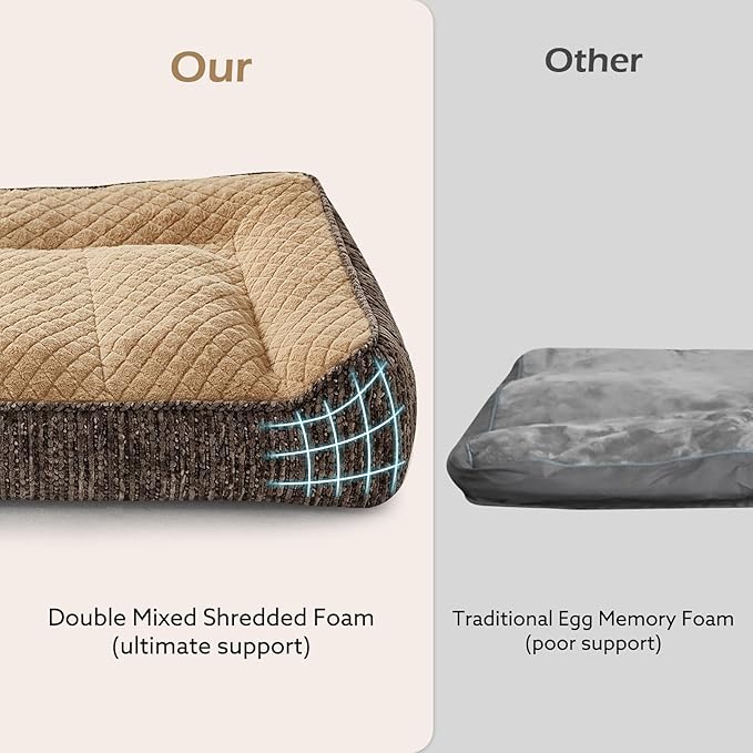 JOEJOY XL Orthopedic Dog Beds Large Sized Dog, Extra Thick Supportive Big Dogs Couch Bed with Sides, Ultra Soft Pet Bed Sofa for Large Dogs, Brown, 42''x30''
