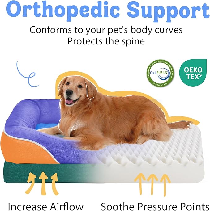Chez Paw Extra Large Dog Bed Orthopedic - XL Orthopedic Dog Beds Waterproof Pet Couch Memory Foam Sofa Bolster with Removable Cover - 42 x 30