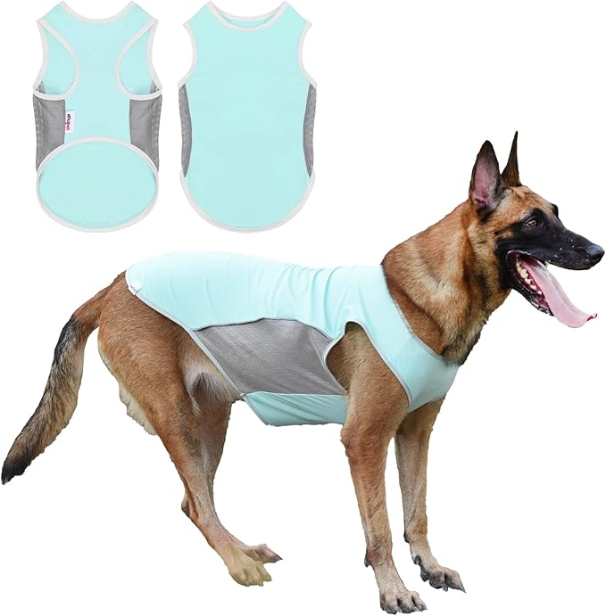 UPF 50+ Sun Protection Shirt, Quick-Dry Soft Clothes for Small Medium Dogs, Breathable Lightweight T-Shirts with Reflective Strips, Sleeveless Dog Vest, Cat Outfit P23ST00501XL