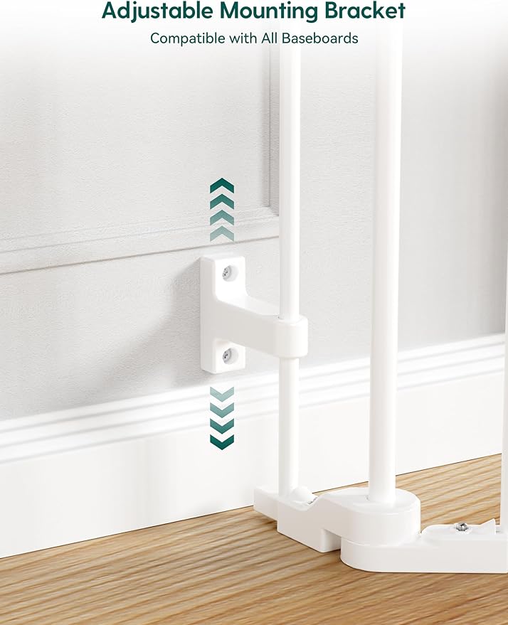 Babelio 104" Extra Wide Baby Gate, 30” Tall Auto Close Dog Fence for Stairs Doorways Fireplace, Hardware Mounted Pet Gate Indoor, Foldable 5 Metal Panels, AdaptiZone Series, White