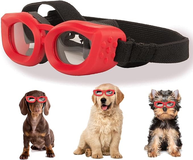 Dog Goggles Small Breed, UV/Wind/Dust/Fog Protection Pet Sunglasses with Adjustable Strap,Outdoor Dog Sunglasses for Small Dogs,Easy Wear