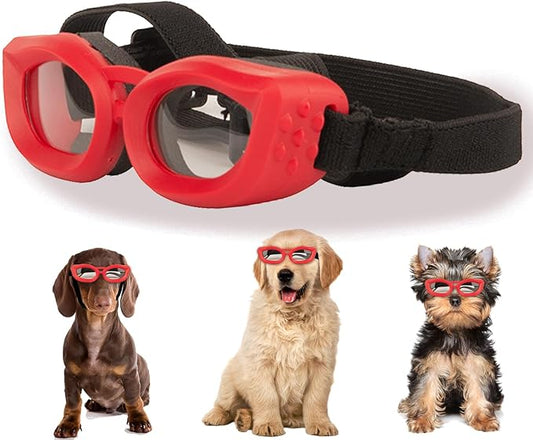 Dog Goggles Small Breed, UV/Wind/Dust/Fog Protection Pet Sunglasses with Adjustable Strap,Outdoor Dog Sunglasses for Small Dogs,Easy Wear