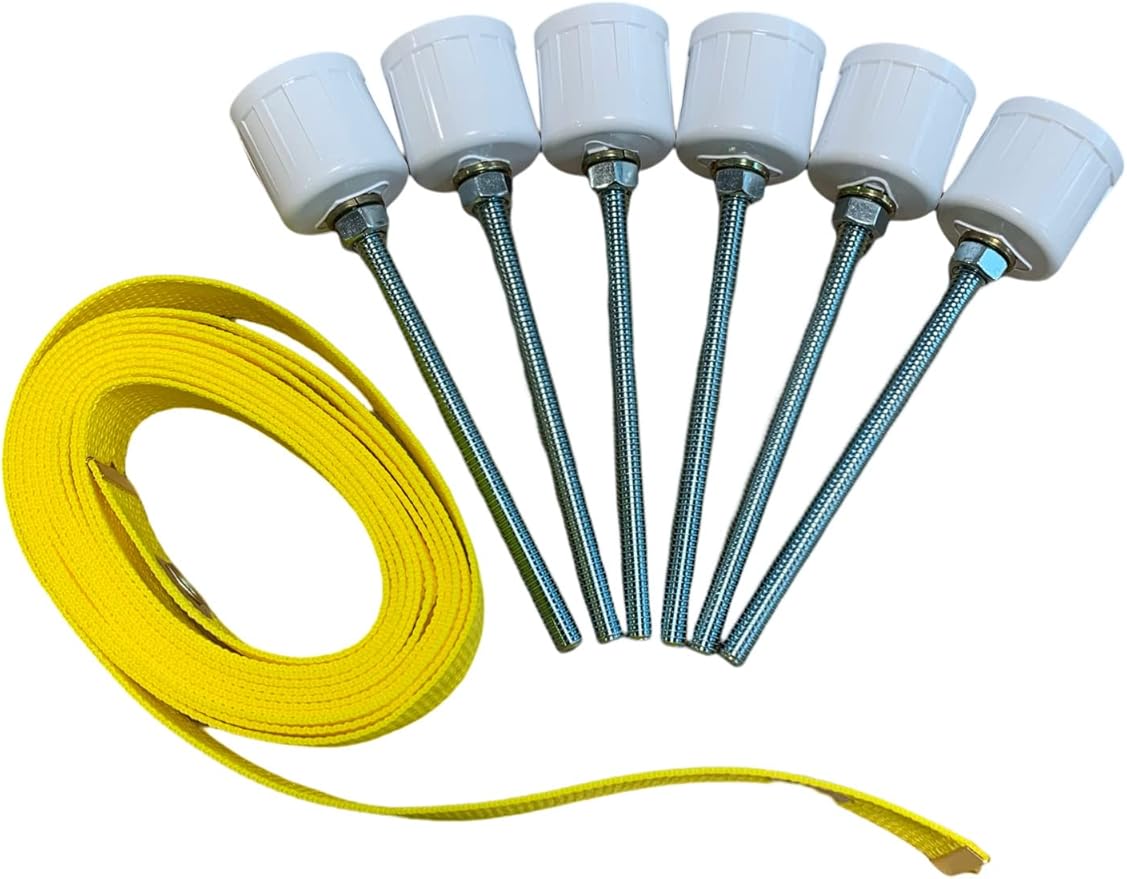 Six Weave Pole Spikes/Stakes and Yellow Pole Placer Combo DIY Dog Agility Equipment Weave Poles