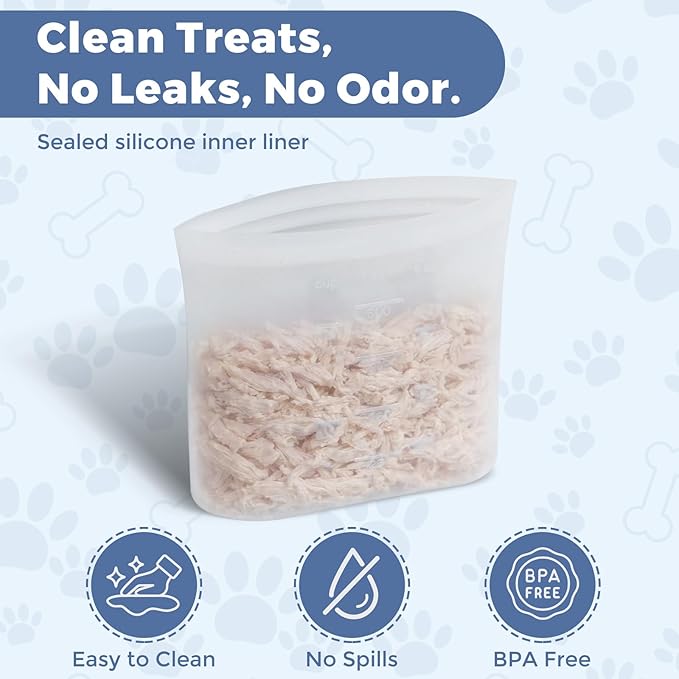 Dog Treat Pouch for Pet Training, One-Hand Magnetic Closure, Hands-Free Treat Bag with Silicone Liner, No Mess No Smell