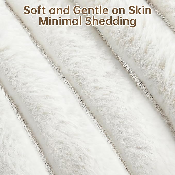 Donut Dog and Cat Bed, Luxurious Comfortable Faux Rabbit Fur Pet Beds, Round Anti-Anxiety Calming Puppy Kitten Bed with Anti-Slip Bottom for Small Medium Dogs & Cats(20", White)
