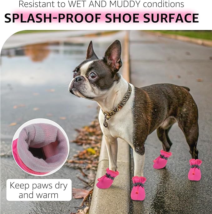 SCENEREAL Dog Shoes for Hot Pavement for Small Medium Dogs Paw Protectors, Summer Heat Boots Resistant Waterproof Soft Outdoor Walking Indoor Hardfloors, Pink Size 4