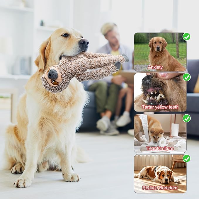 BUYPOW Koala No Stuffing Dog Toys for Large Dogs, Squeaky Crinkle Interactive Dog Animals Toys, Plush Teething Toys to Keep Them Busy, Cute Funny Dogs Gifts for Small Medium Large Breed