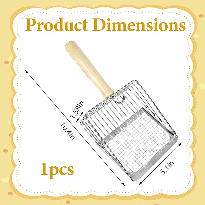 Cat Litter Scooper Metal, Cat Litter Scooper with Holder Heavy Duty Stainless Steel Litters Shovel with Washable Stand for Cats Litters Box, Durable and Heavy Duty, Easy to Clean