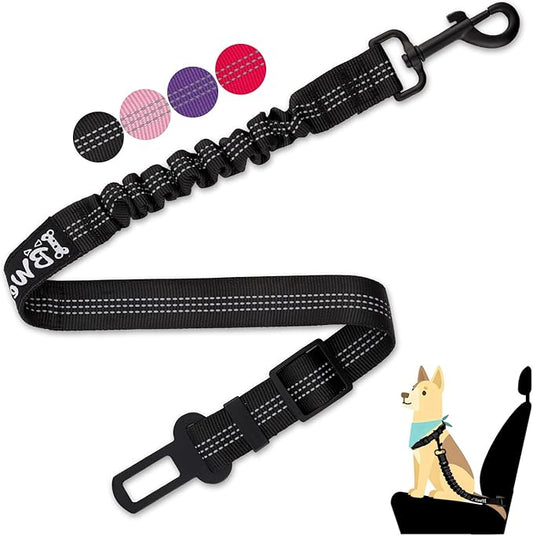 IBWell Dog Seat Belt,3 Piece Set Retractable Dog Car Harness Adjustable Dog Seat Belt for Vehicle Nylon Pet Safety Seat Belts Heavy Duty & Elastic (Black)