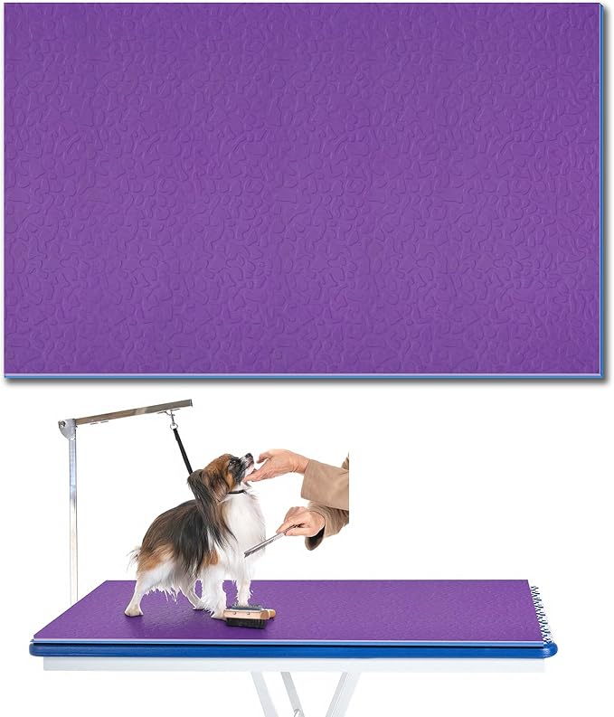 Nuanchu Extra Thick Grooming Table Mat Pad 36 x 24 x 0.24 Inches, Non-Slip PVC and Foam Pet Bathing Table Padded Mat for Grooming Pet Dogs Cat at Home(Purple)