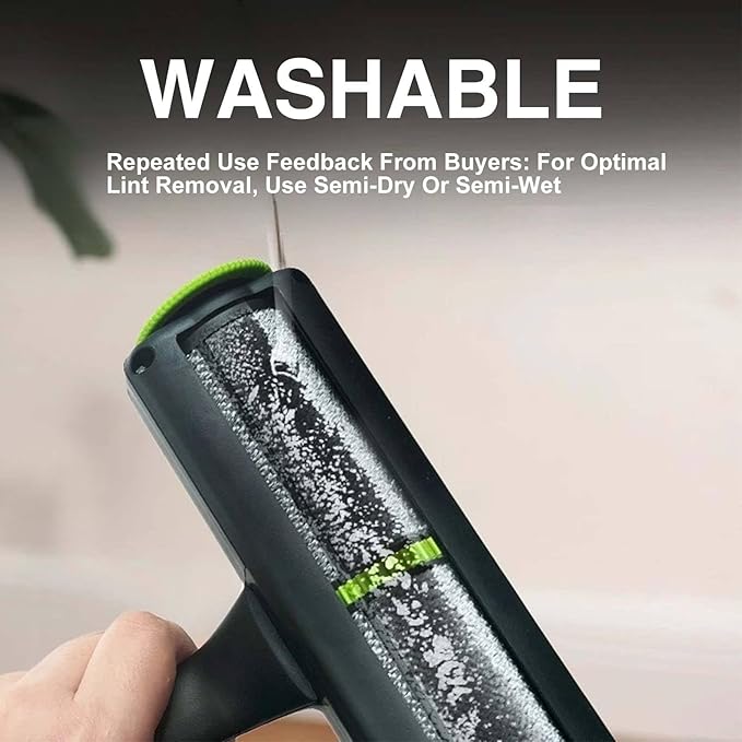 Reusable Pet Hair Remover Roller — Dog & Cat Hair Remover for Furniture, Couch, Clothes, Car & Laundry | Washable Lint Roller, No Sticky Tape | Includes Bonus Mini Roller for Travel