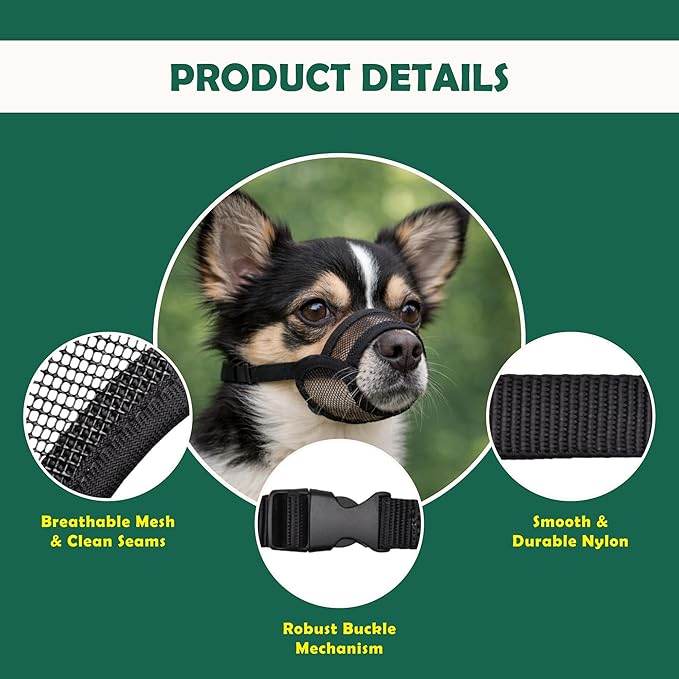 Dog Muzzle for Large Dogs – Breathable Air Mesh Muzzle for Large Sized Dog | Mussels for Dogs Grooming | Muzzles to Prevent Biting Barking Chewing | Allows Panting and Drinking