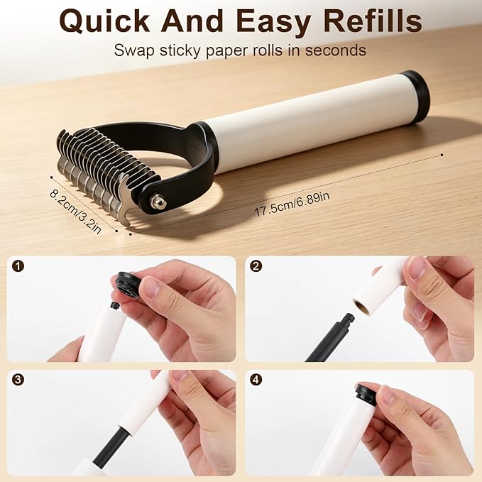 Double Sided Dematting Comb for Cats & Dogs, Gentle Matt Remover Detangler for Tangles, Knots and Loose Fur, Ergonomic Grooming Brush for Long Thick Haired Pets