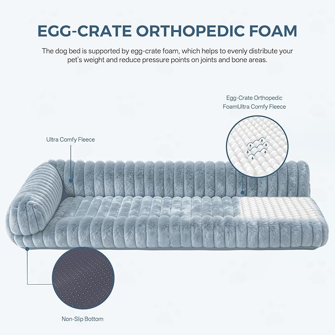 Orthopedic Dog Bed for Large Dogs with Washable Dog Bed Cover, Oeko‑TEX Certified Memory Foam Dogs Bed with Sides L-Shaped, Removable Cover, Pet Couch Bed Non-Slip, XL Dog Bed 39.4"×29.5", Grey