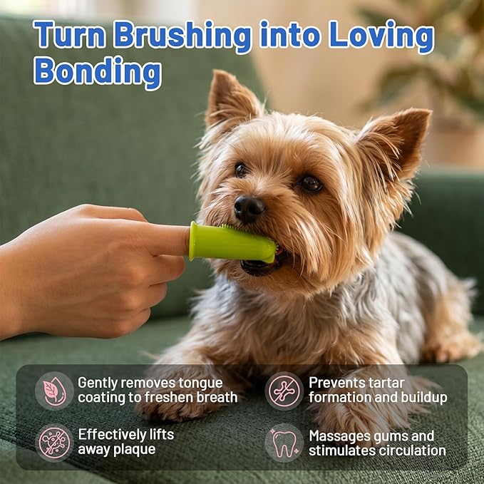 2-Pack Dog Finger Toothbrush, 180° Finger Toothbrush for Dogs Silicone, Dog Toothbrush for Teeth Cleaning & Dental Care, Dog Tooth Brushing Kit for Medium & Large Pets