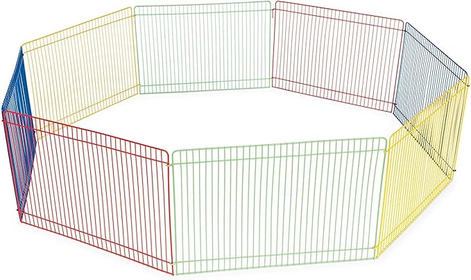 Prevue Pet Products Multi-Color Small Pet Playpen - Animal Pen for Rabbits, Guinea Pigs, Hamsters, Tortoises, Bunny Enclosure, Easy to Assemble, Indoor & Outdoor