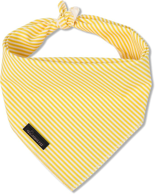 ARING PET Stripe Dog Bandanas, Cute Yellow Pet Bandana Scarf Triangle Bib for Small Medium Large Boy Girl Dogs Cats, Puppy Kerchief for Daily Wear Walks Party Photos-L