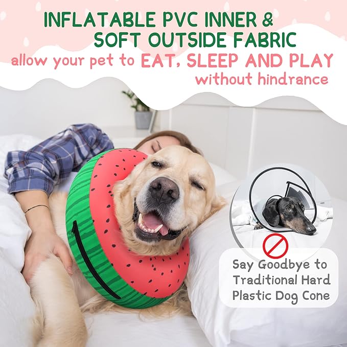 Supet Inflatable Dog Cone Collar Alternative After Surgery, Dog Neck Donut Collar Recovery E Collar for Neuter, Soft Dog Cone for Small Medium Large Dogs