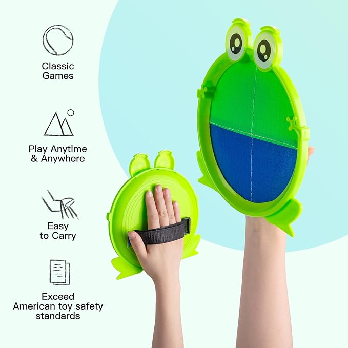 Toss and Catch Ball Game Set, Upgraded Sticky Paddle Ball Set for Kids & Toddlers, Sturdy & Water-Resistant Outdoor Backyard Beach Pool Toy, Birthday Gift for Boys Girls Ages 3-12