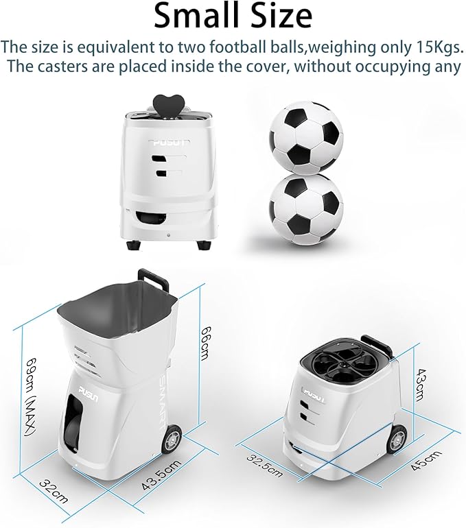 PT-SMART Tennis Ball Machine - Smart App for Apple Watch & Phone Control, Tennis Ball Launcher with 20 Landing Points, 12 Training Modes & 4-6h Battery Life, Tennis Serving Machine