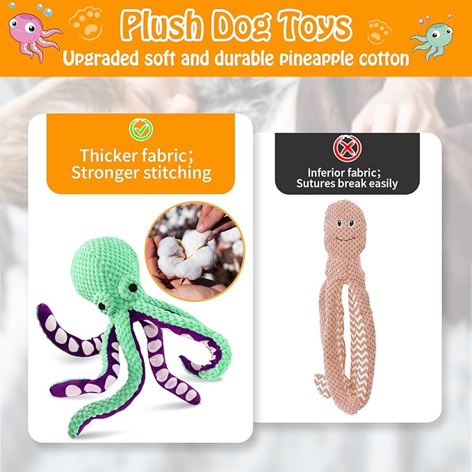 Fuufome Squeaky Plush Dog Toys, Soft Fabric Toys for Puppy, Small and Medium Dogs, Interactive Daily Companionship Training Reward Birthday Gift