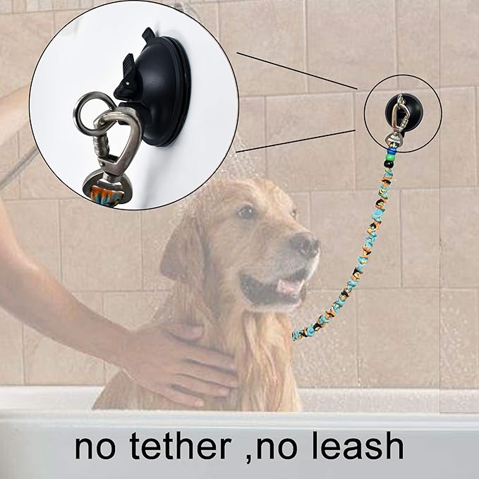 YYST Suction Cup Hook Cleat for Pet Dog & cat Bathtub, Shower & Bathing, Grooming Tether - No Leash