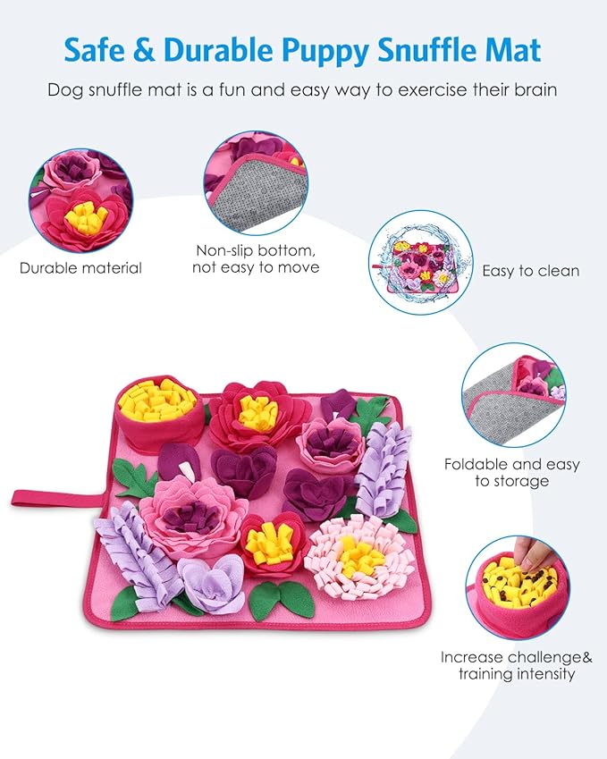 AMIR Snuffle Mat for Dogs, Dog Snuffle Mat, Slow Feeding Sniff Mat for Dogs Encourages Foraging Skills, Reduces Stress, and Aids in Training