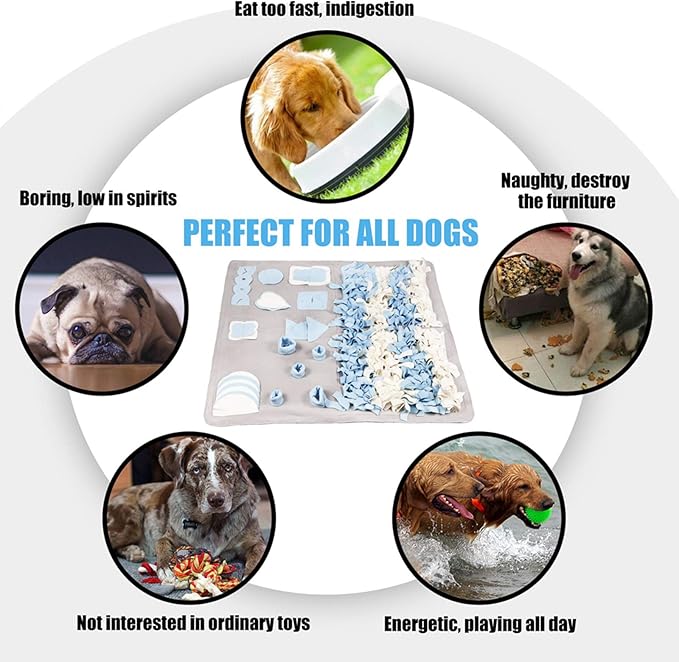 Snuffle Mat for Small Large Dogs (39.4" x 39.4") - Nosework Feeding, Easy to Fill, Machine Washable Training, Pet Activity/Toy/Play, Great for Stress Release - L