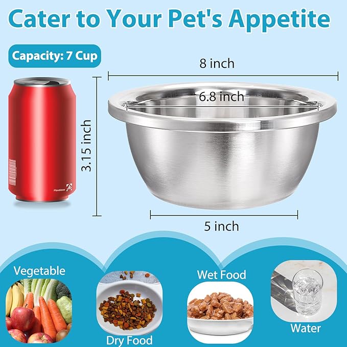 WRINGKIT 10 Pack 7 Cup Stainless Steel Dog and Cat Bowls, 56 Oz Metal Dog Bowl, Durable Thickened Pet Replacement Bowls for Food and Water Dish, Small Medium Large Dogs, Dishwasher Safe
