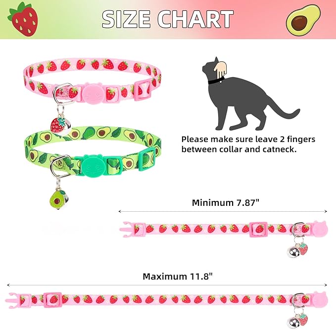 PUPTECK Cat Collar Breakaway with Bells, Kitten Collar Outfit Adjustable for Girl Boy Small Pet Puppy Bunny, Cute Costume Accessory with Safety Release Buckle (Fruit)