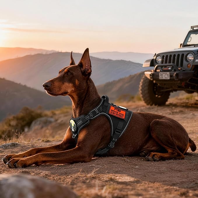 rabbitgoo Dog Harness for Large Dogs No Pull, Tactical Service Pet Vest with Molle and Control Handle, Adjustable and Reflective Military Harness for Easy Walking and Training, Black, XL