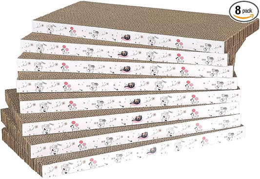 8 Packs in 1 Cat Scratch Pad, Cat Scratcher Cardboard,Reversible,Durable Recyclable Cardboard, Premium Scratch, Suitable for Cats to Rest, Grind Claws and Play