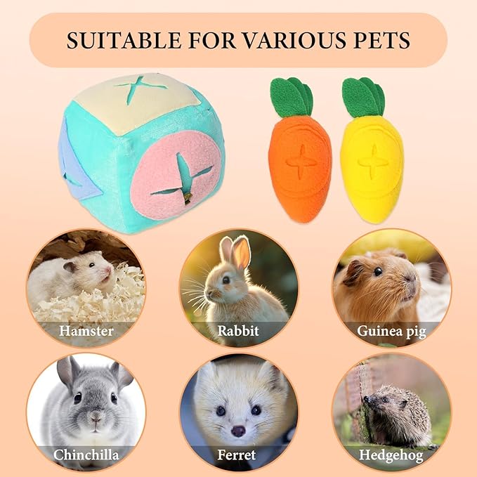 Large Rabbit Foraging Toy with Bell, Washable Puzzle Feed Game Rabbit Toy for Bunnies Boredom, Snuffle Ball Treat Dispenser Exercise Bunny Enrichment Toys, Bunny Toys for Indoor Bunnies(Blue)