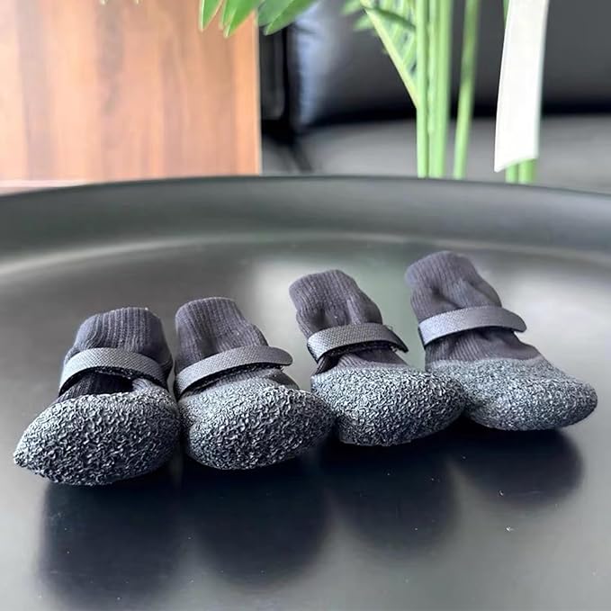 Dog Boots,Dog Paw Protectors Socks for Hot Pavement,Anti Slip Dog Shoes for Hardwood Floors_M(Black)