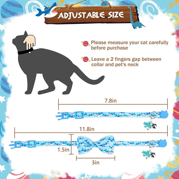PUPTECK Cat Collar Breakaway with Bells, Kitten Collar Outfit Adjustable for Girl Boy Small Pet Puppy Bunny, Cute Costume Accessory with Safety Release Buckle (Bowtie-Blue)