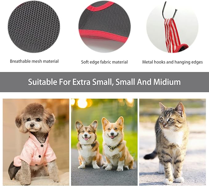 Dog Grooming Hammock Harness, Pet Hammock for Grooming with 2 S Hooks, Dog Sling Harness for Cats&Dogs Teeth Cleaning, Shower, Nail Clipping Small&Medium Breed (Black M)