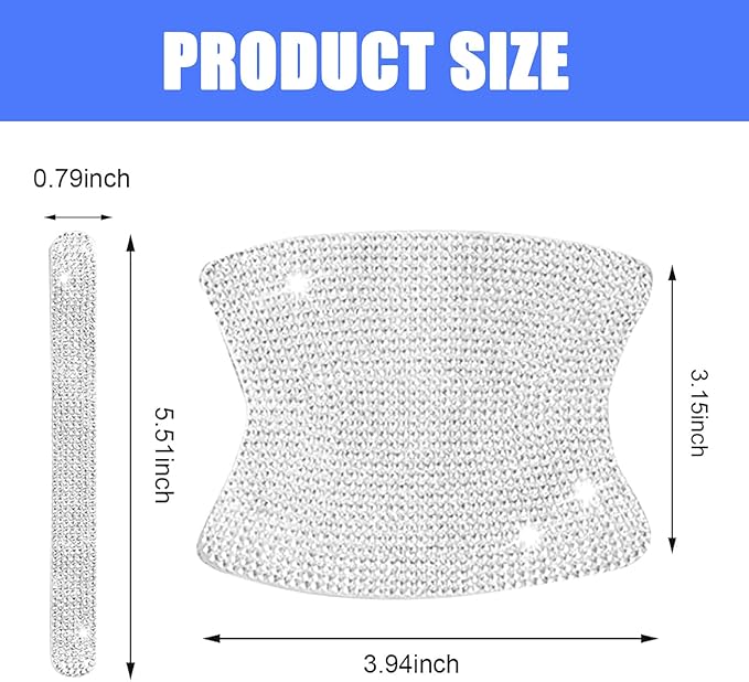 8 PCS Bling Car Door Handle Protector, Sparkling Rhinestone Door Handle Protective Sticker for Women, Scratch-resistant Waterproof Doors Bowl Decals, Universal for Car, SUV, Truck (Silver)