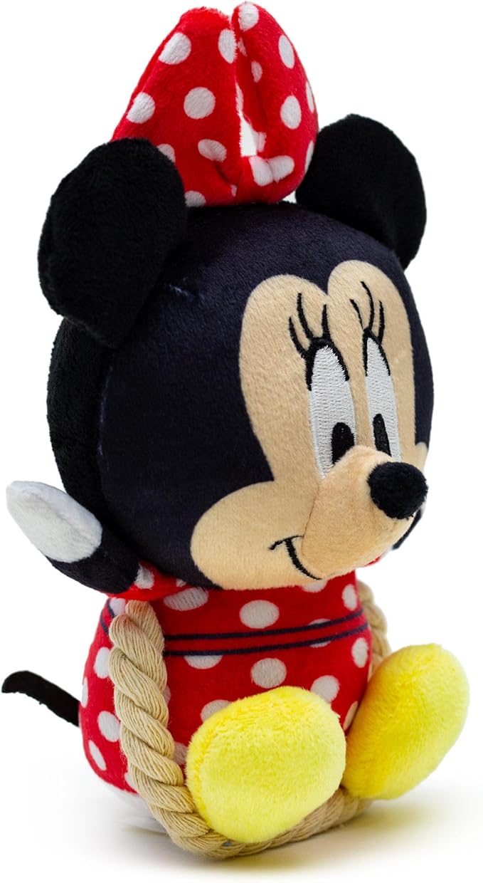 Buckle-Down Disney Dog Toy, Minnie Mouse Chibi Sitting Pose Pet Toy, Plush with Rope