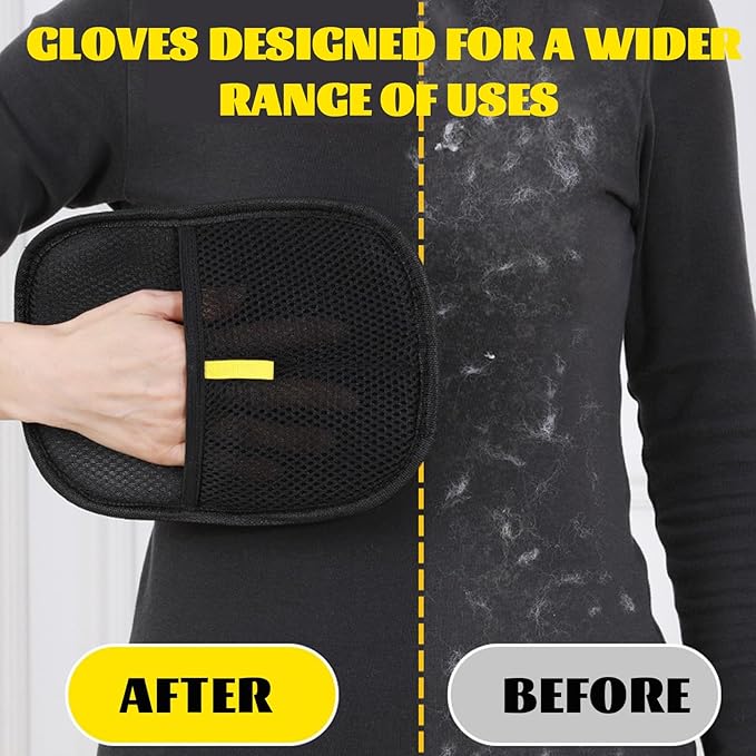 Pet Hair Removal Gloves, Pet Grooming Gloves, 2PCS Newly Upgraded Reusable Electrostatic, Gentle for Dogs & Cats Pet Hair Remover for Furniture, Carpet, Car Seat, Clothes (2PCS)