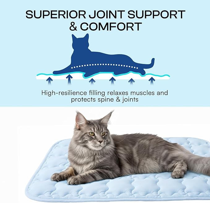 Luciphia Premium Dog Cooling Mat Non-Slip Q-MAX>0.5 Self-Cooling Pad for Small Pet Cat Indoor Portable Kennel Puppy Bed for Summer Crate Pad for Dog Washable Light Blue 20x30 inches