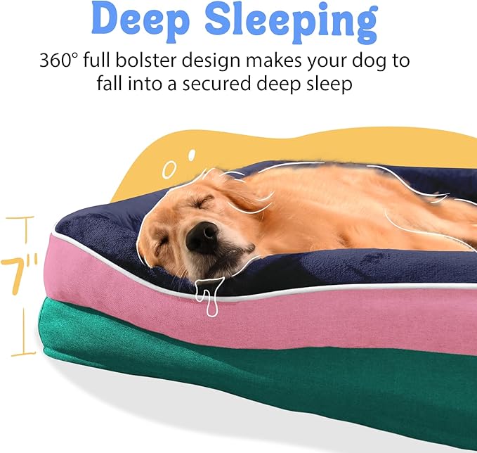 Chez Paw Extra Large Dog Bed Orthopedic - XL Orthopedic Dog Beds Waterproof Pet Couch Memory Foam Sofa Bolster with Removable Cover - 42 x 30
