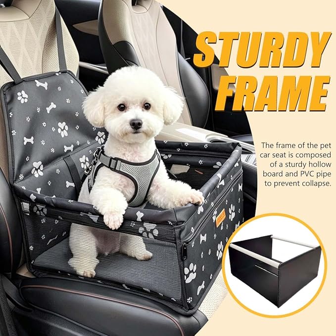 Pet Dog Booster Seat, Upgrading the Framed wall to Prevent Collapse，Breathable and Foldable Pet Car Basket，Removable and Washable pet car seat，Suitable for Small Pets Weighing no More Than 15BL